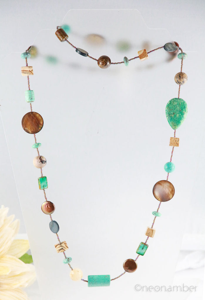 African Turquoise Long Necklace