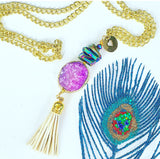 The Lilac Druzy Tassel Necklace
